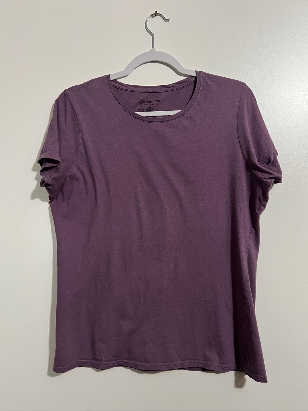 Pact Organic Cotton Short Sleeve Shirt in Eggplant Purple Size Large Womens - Picture 3 of 6